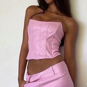 Tiger Mist Bubblegum Faux Leather Corset